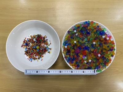 水晶寶寶吸水膨脹前後對比